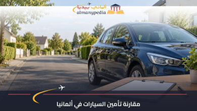 صورة توضيحية لسيارة وقائمة مقارنة خيارات التأمين في ألمانيا