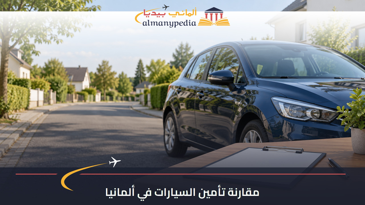 صورة توضيحية لسيارة وقائمة مقارنة خيارات التأمين في ألمانيا