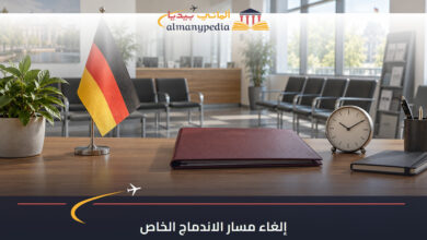 تصوير توضيحي لملف ووقت الانتظار بجوار علم ألمانيا